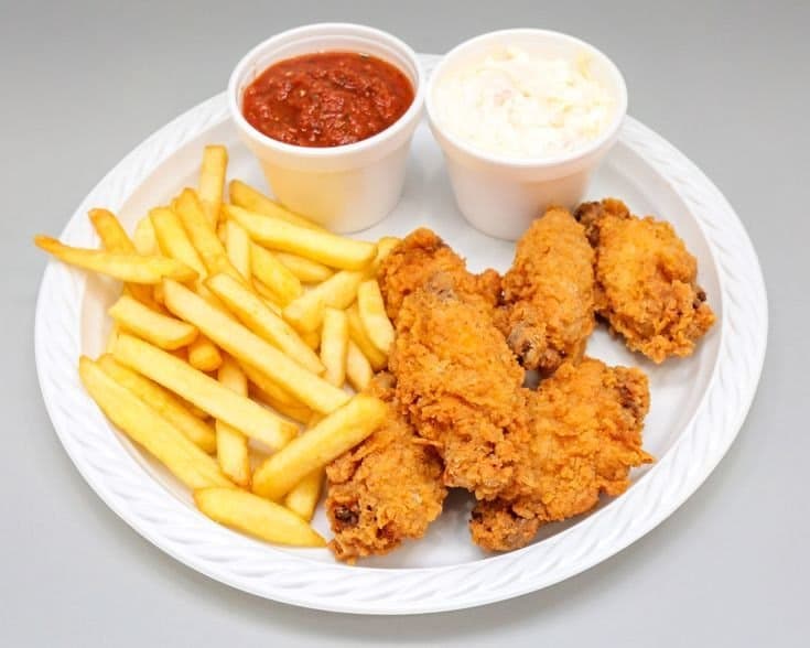 Orlean wing +Rice/ Chips + soda + salad